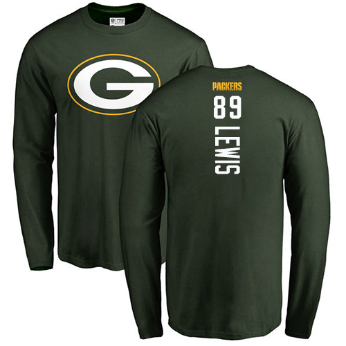 Men Green Bay Packers Green #89 Lewis Marcedes Backer Nike NFL Long Sleeve T Shirt->nfl t-shirts->Sports Accessory